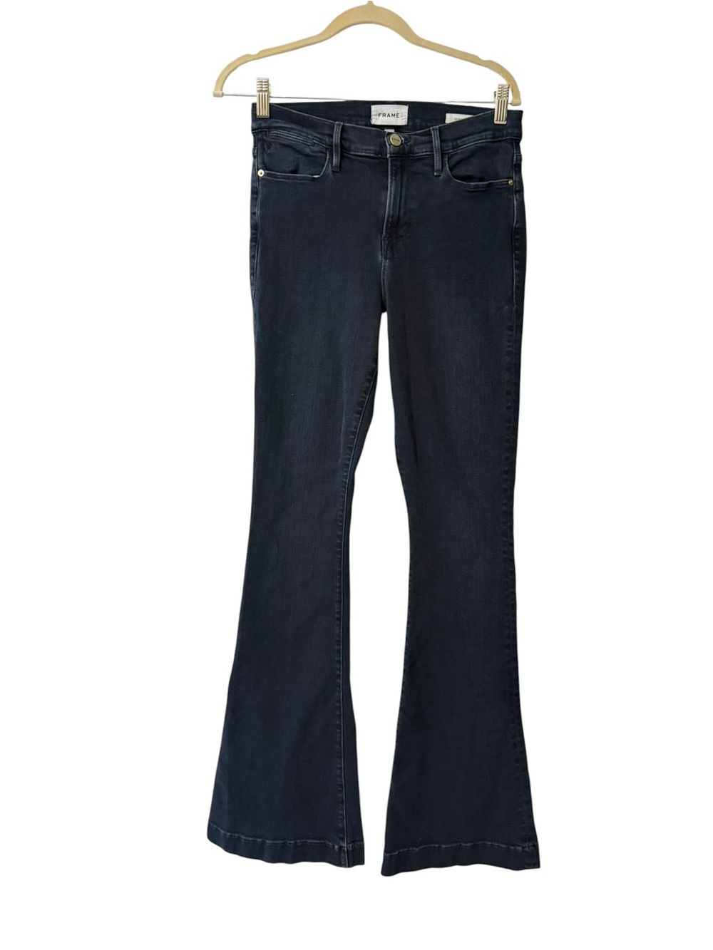 FRAME Le High Flare Jeans Wayfarer Dark Wash High Rise Denim Size 29 - Picture 2 of 9